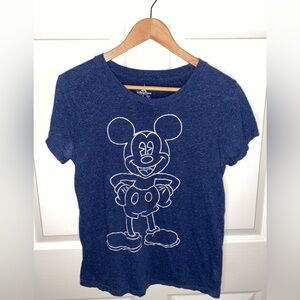 Disney Parks Authentic Mickey Mouse Glitter Shirt – Women’s Large | Navy Blue |